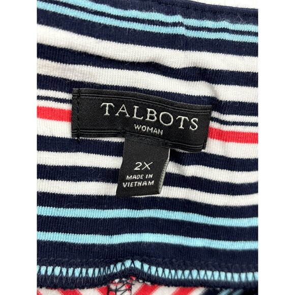 Talbots Chevron Striped Stretch Cotton Blend Maxi Casual Skirt Navy Red 2X - Picture 3 of 4